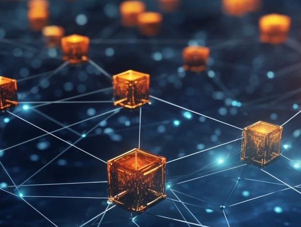 Blockchain in fashion illustration symbolizing transparency, authenticity, and secure product tracking through technology.
